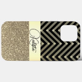 Glittery Gold en Black Chevron gepersonaliseerd Case-Mate iPhone Case (Achterkant (horizontaal))