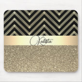 Glittery Gold en Black Chevron gepersonaliseerd Muismat (Voorkant)