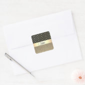 Glittery Gold en Black Chevron gepersonaliseerd Vierkante Sticker (Envelop)