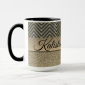 Glittery Gold en Black Chevron Mok (Links)
