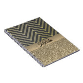 Glittery Gold en Black Chevron Notitieboek (Rechterzijde)