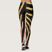 Glittery Gold en Black Zebra Wild Animal Pattern Leggings (Achterkant)