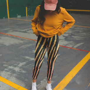 Glittery Gold en Black Zebra Wild Animal Pattern Leggings