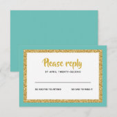 Glittery Gold en Blauwgroen Bat Mitzvah Antwoord (Voorkant / Achterkant)