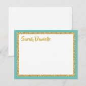 Glittery Gold en Blauwgroen dank voor uw flat Bedankkaart (Voorkant / Achterkant)