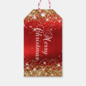 Glittery Gold en Red Folie, prettig kerstfeest Cadeaulabel (Voorkant)