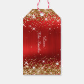 Glittery Gold en Red Folie, prettig kerstfeest Cadeaulabel (Achterkant)
