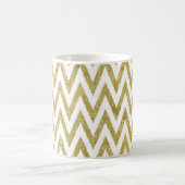 Glittery Gold en White Chevron Stripes Koffiemok (Center)