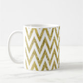 Glittery Gold en White Chevron Stripes Koffiemok (Links)