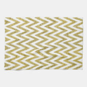 Glittery Gold en White Chevron Stripes Theedoek (Horizontaal)