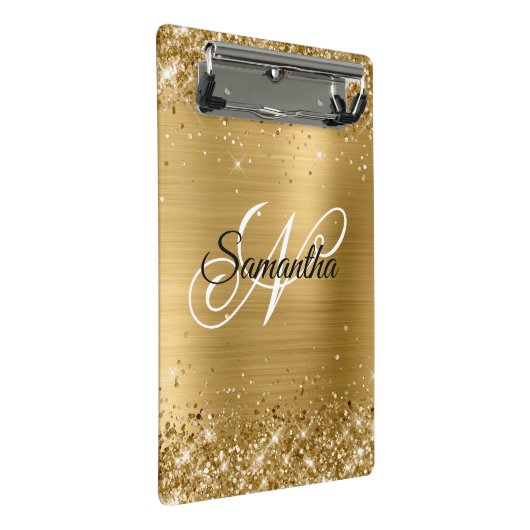 Glittery Gold Fancy Monogram Mini Klembord (Schuin)