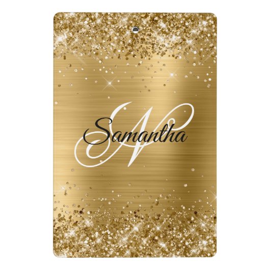 Glittery Gold Fancy Monogram Mini Klembord (Achterkant)