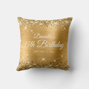 Glittery Gold Foil 15th Birthday Kussen