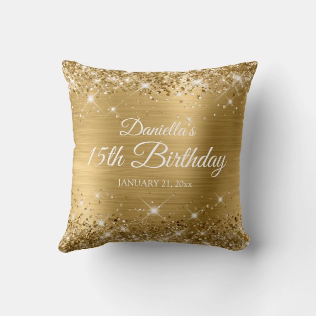 Glittery Gold Foil 15th Birthday Kussen (Achterkant)