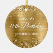 Glittery Gold Foil 18th Birthday Keramisch Ornament (Voorkant)