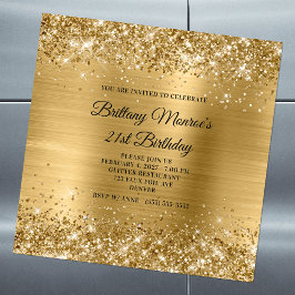 Glittery Gold Foil 21e verjaardag Magnetische Uitnodiging