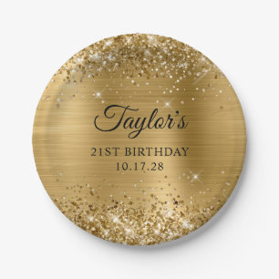 Glittery Gold Foil 21e verjaardag Papieren Bordje