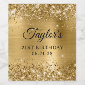 Glittery Gold Foil 21e verjaardag Wijn Etiket (Enkel label)