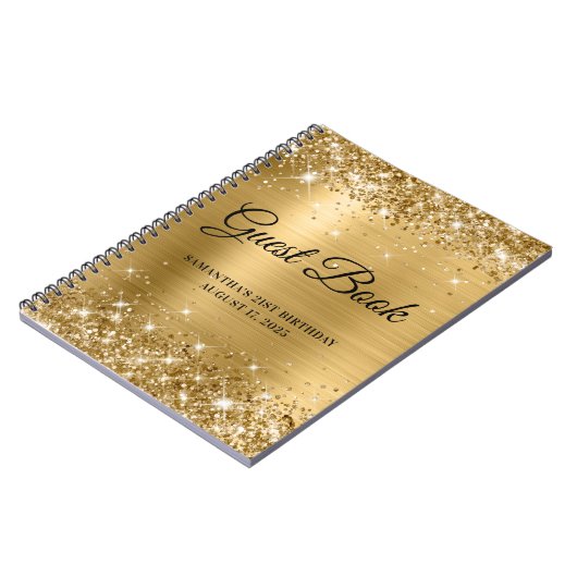 Glittery Gold Foil 21st Birthday Guestbook Notitieboek (Linkerzijde)