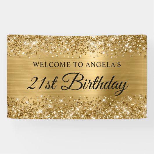Glittery Gold Foil 21st Verjaardag Welkom Spandoek (Horizontaal)