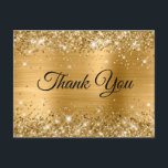 Glittery Gold Foil 30th Birthday Hartelijk dank Briefkaart<br><div class="desc">Creëer je eigen elegante kalligrafie bedankt je briefkaarten voor je 30ste verjaardag. Faux sparkly gold glitter tegen een glamoureuze,  goudgele brute metalen achtergrond folie. Al de glanzende,  glitterige en dunne effecten in dit moderne,  girale ontwerp worden gemaakt met digitale beelden.</div>