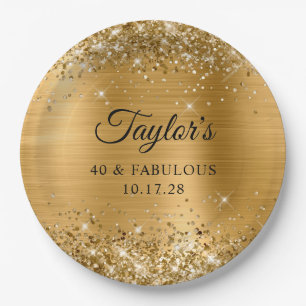 Glittery Gold Foil 40 & Fabulous Papieren Bordje