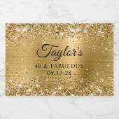 Glittery Gold Foil 40 & Fabulous Sparkling Wijnetiket (Enkel label)