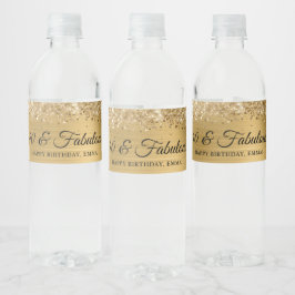 Glittery Gold Foil 40 & Fabulous Waterfles Etiket