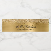 Glittery Gold Foil 40 & Fabulous Waterfles Etiket (Enkel label)