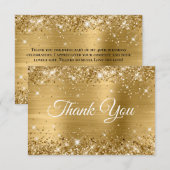 Glittery Gold Foil 40th Birthday Bedankkaart (Voorkant / Achterkant)