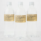 Glittery Gold Foil 40th Birthday Waterfles Etiket (Flessen)