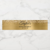 Glittery Gold Foil 40th Birthday Waterfles Etiket (Enkel label)