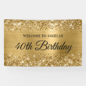 Glittery Gold Foil 40th Birthday Welkom Spandoek (Horizontaal)