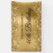 Glittery Gold Foil 40th Birthday Welkom Spandoek (Verticaal)