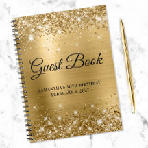 Glittery Gold Foil 50th Birthday Guestbook