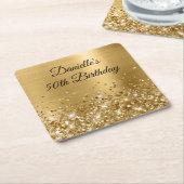 Glittery Gold Foil 50th Birthday Kartonnen Onderzetters (Schuin)