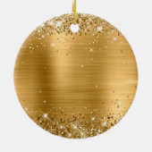 Glittery Gold Foil 50th Birthday Keramisch Ornament (Achterkant)