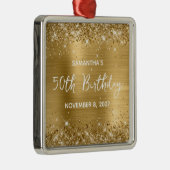 Glittery Gold Foil 50th Birthday Metalen Ornament (Rechts)