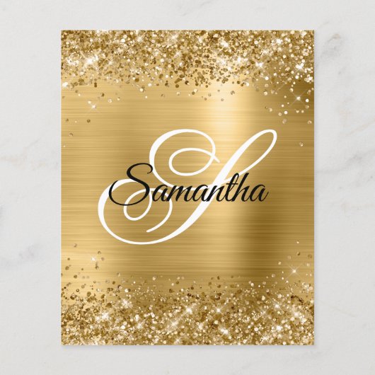 Glittery Gold Foil 50th Birthday Monogram Invite Flyer (Achterkant)