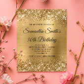 Glittery Gold Foil 50th Birthday Monogram Invite Flyer