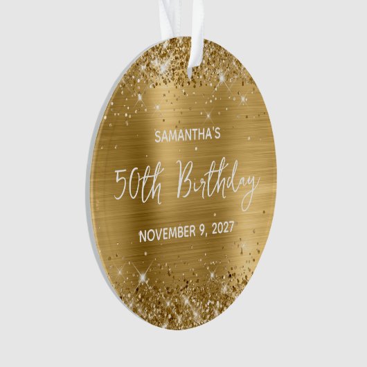Glittery Gold Foil 50th Birthday Ornament (voorkant)