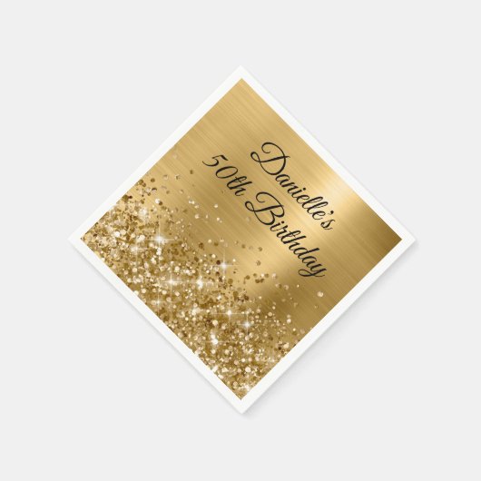 Glittery Gold Foil 50th Birthday Servet (Hoek)