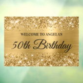 Glittery Gold Foil 50th Birthday Welkom Raamsticker (Vel 3)