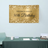 Glittery Gold Foil 50th Birthday Welkom Spandoek (Beurs)