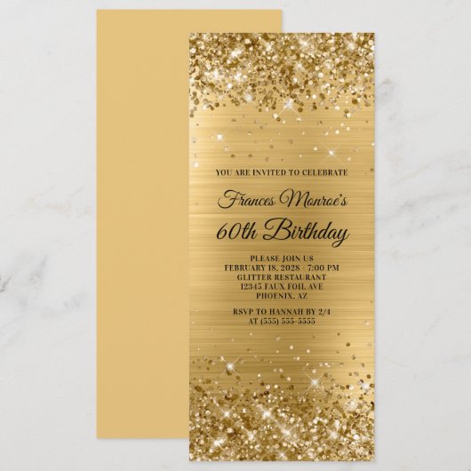 Glittery Gold Foil 60th Birthday Kaart (Voorkant / Achterkant)