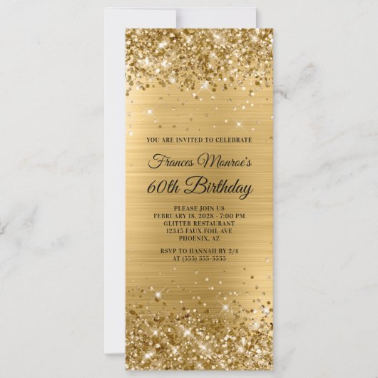 Glittery Gold Foil 60th Birthday Kaart (Voorkant)