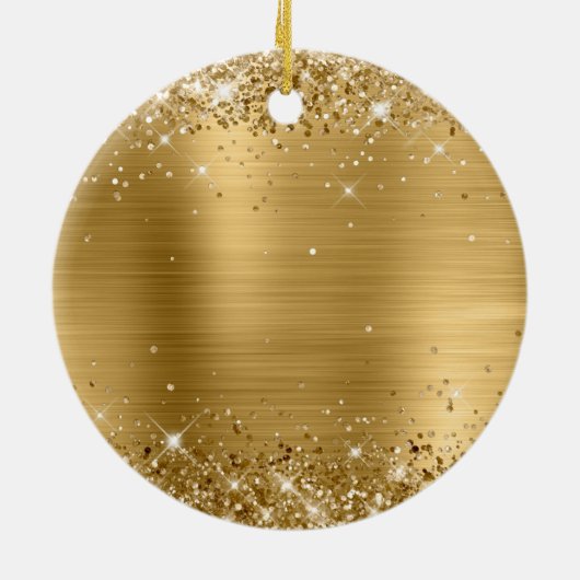 Glittery Gold Foil 60th Birthday Keramisch Ornament (Achterkant)