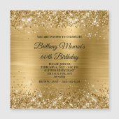 Glittery Gold Foil 60th Birthday Magnetische Uitnodiging (Voorkant)