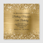 Glittery Gold Foil 70e verjaardag Magnetische Uitnodiging (Voorkant)