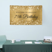 Glittery Gold Foil 75th Verjaardag Welkom Spandoek (Beurs)
